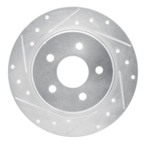 Mazda CX-9 Brake Rotor (1) - Rear Right - R1 Concepts - Drilled & Slotted - Silver - `16-`23
